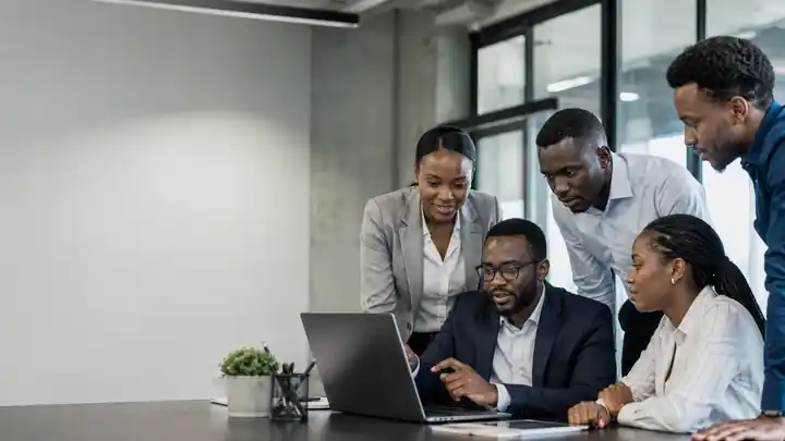 Illustration of a team working together